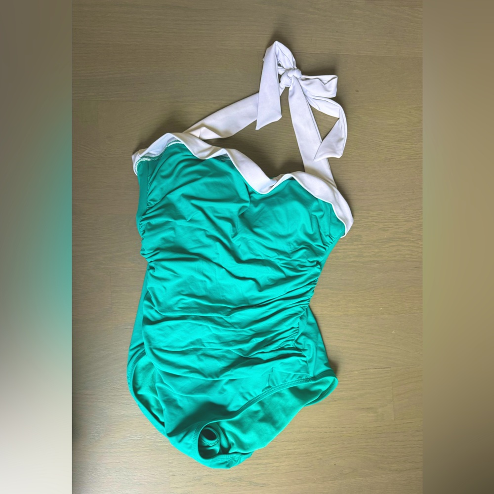 Teal Ralph Lauren halter one-piece swimsuit size 8